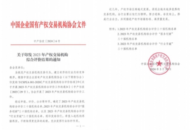 喜報(bào)！貴州陽光產(chǎn)權(quán)交易所獲評全國產(chǎn)權(quán)交易機(jī)構(gòu)綜合評價(jià)三十強(qiáng)機(jī)構(gòu)